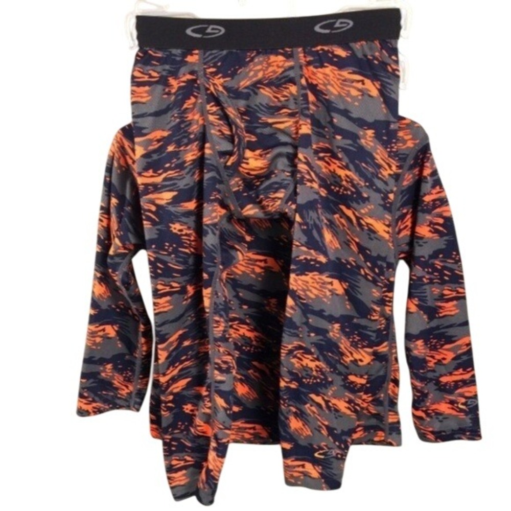 Champion C9 Kids Boys XS Thermal Sleepwear‎ Set Orange Black Long Sleeve